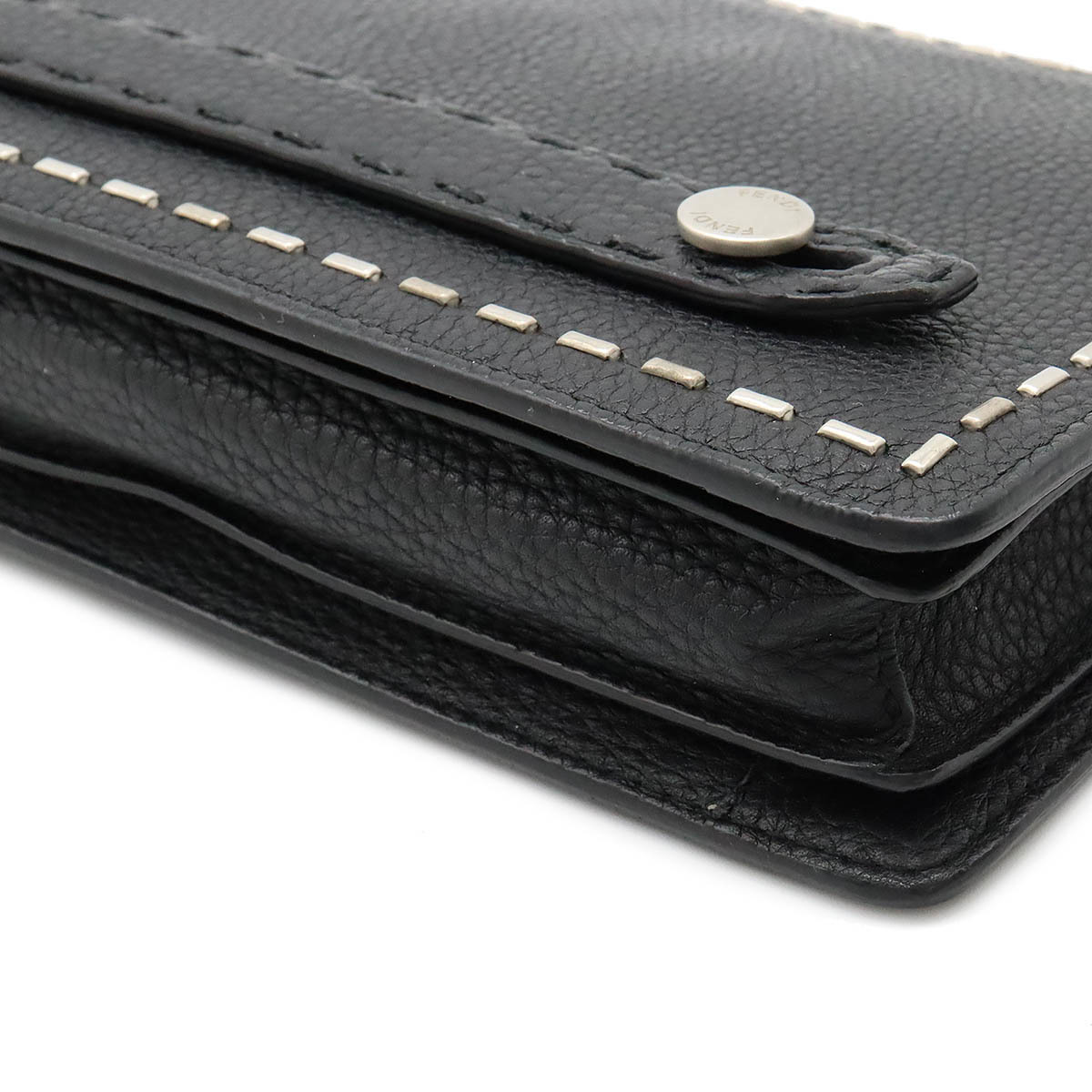 FENDI Fendi selection rear clutch bag second bag handbag leather black black silver metal fittings 