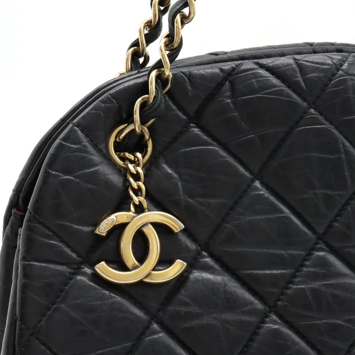 CHANEL シャネル マドモアゼル マトラッセ チェーントートバッグ ショルダーバッグ チェーンショルダー レザー ブラック_画像8