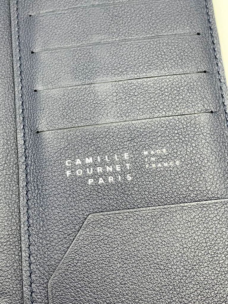 カミーユフォルネ 長財布 美品 ベージュ ネイビー 小銭入れ付き カミーユ フォルネ Camille Fournet マリーン 二つ折り財布 カードケース_画像4