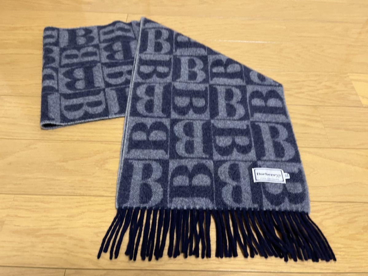 BURBERRY バーバリー マフラー カシミア100% B柄 濃紺 美品 送料無料