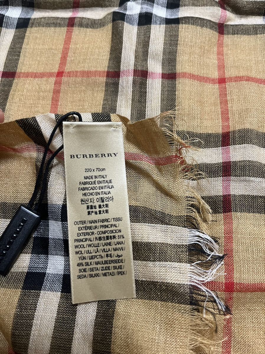 BURBERRY　バーバリー　ストール　ウール51％　シルク49%　未使用品　アンティークイエロー　送料無料!!!_画像5