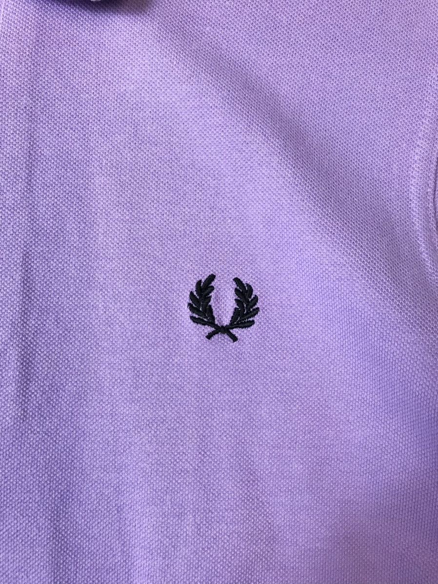 (D) 英国製 FRED PERRY フレッドペリー 半袖 ポロシャツ 38 パープル 送料250円_画像4