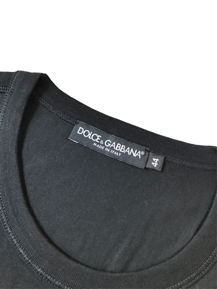 (D) DOLCE&GABBANA ドルチェ&ガッバーナ ロゴプレート 半袖 Tシャツ 44 ブラック_画像4
