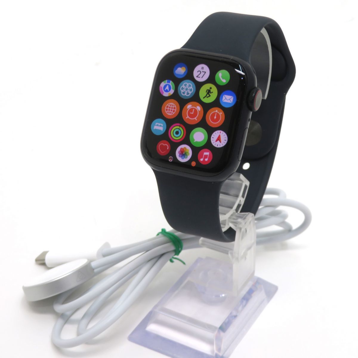 115 Apple Watch Series 8 GPS+Cellularモデル 41mm MNHV3J/A ミッドナイトスポーツバンド バッテリー最大容量100% ※中古_画像1