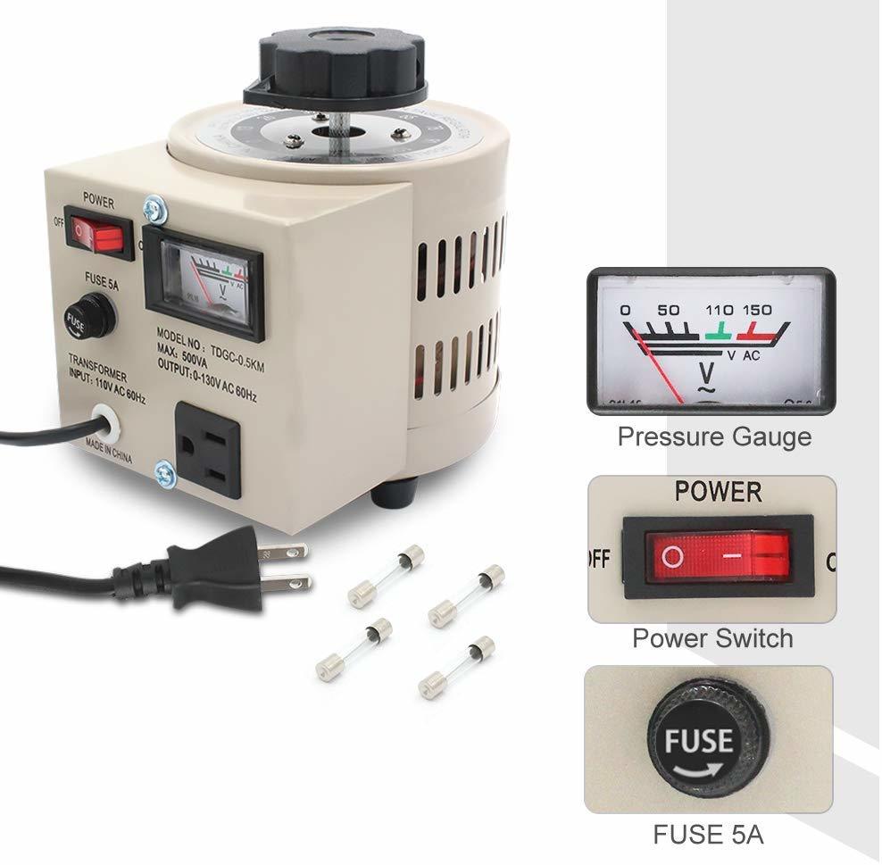 新品 電圧調整器 昇圧器 昇圧機 変圧器 500VA 0.5KVA 単相2線 0~130V ポータブルトランス 110V-130V 地域の電気製品を日本で使用 Yinleader_画像2