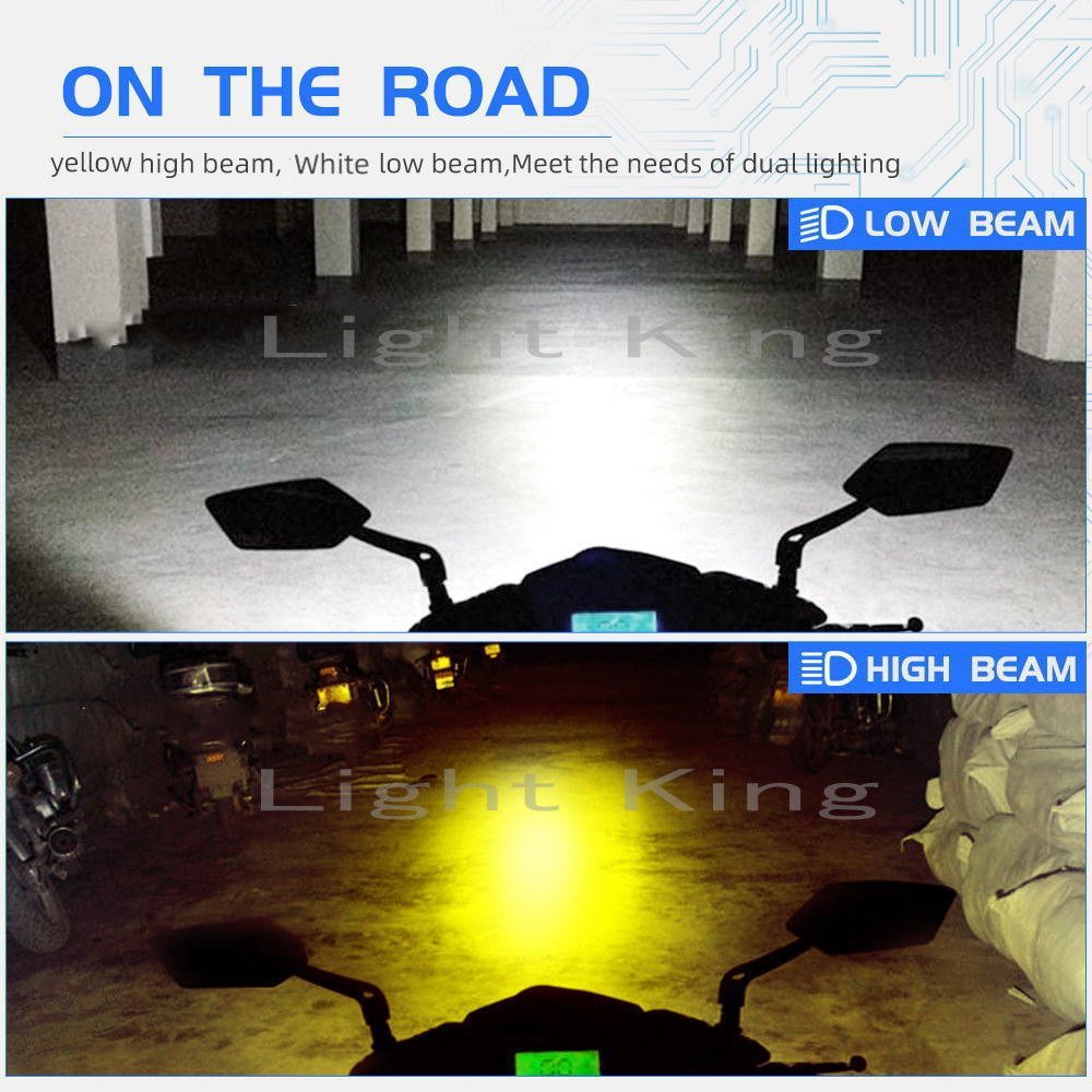  while running 2 color switch 72W 8000LM H4 Hi yellow Lo white projector LED head light bike BMW F650GS/R100RT/R1100RS/R1100RT/R1150RT