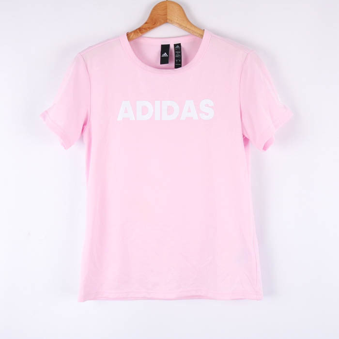 アディダス 半袖Tシャツ ロゴT スポーツウエア メッシュ レディース Lサイズ ピンク adidas_画像1