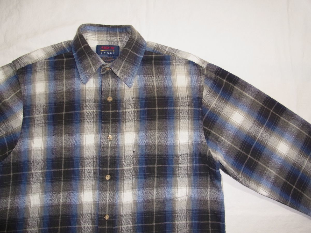 ☆ 80s ビンテージ ARROW オンブレ チェック ネルシャツ sizeS ☆ 80s ビンテージ ARROW オンブレ チェック ネルシャツ sizeS