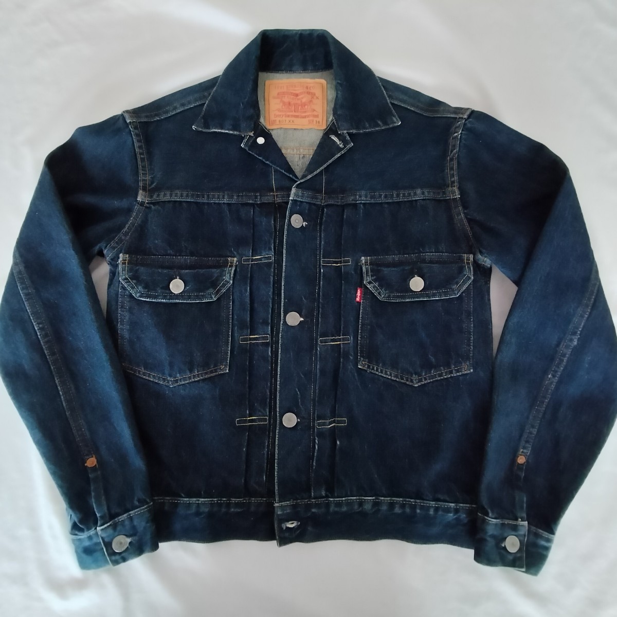 良品！ LEVIS リーバイス USA製 バレンシア工場 507XX 2nd 復刻 インディゴ デニムジャケット 36 Gジャン 98年 Levi's セカンド アメリカ製_画像9