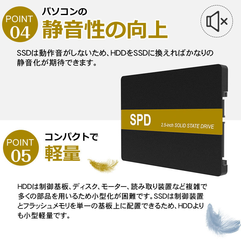 送料無料 新品未開封 複数個あり 256GB 内蔵SSD 2.5インチ 7mm SATAIII SPD 3D NAND PS4検証 軽量アルミ 6Gb/s 520MB/s SQ300-SC256GD_画像7