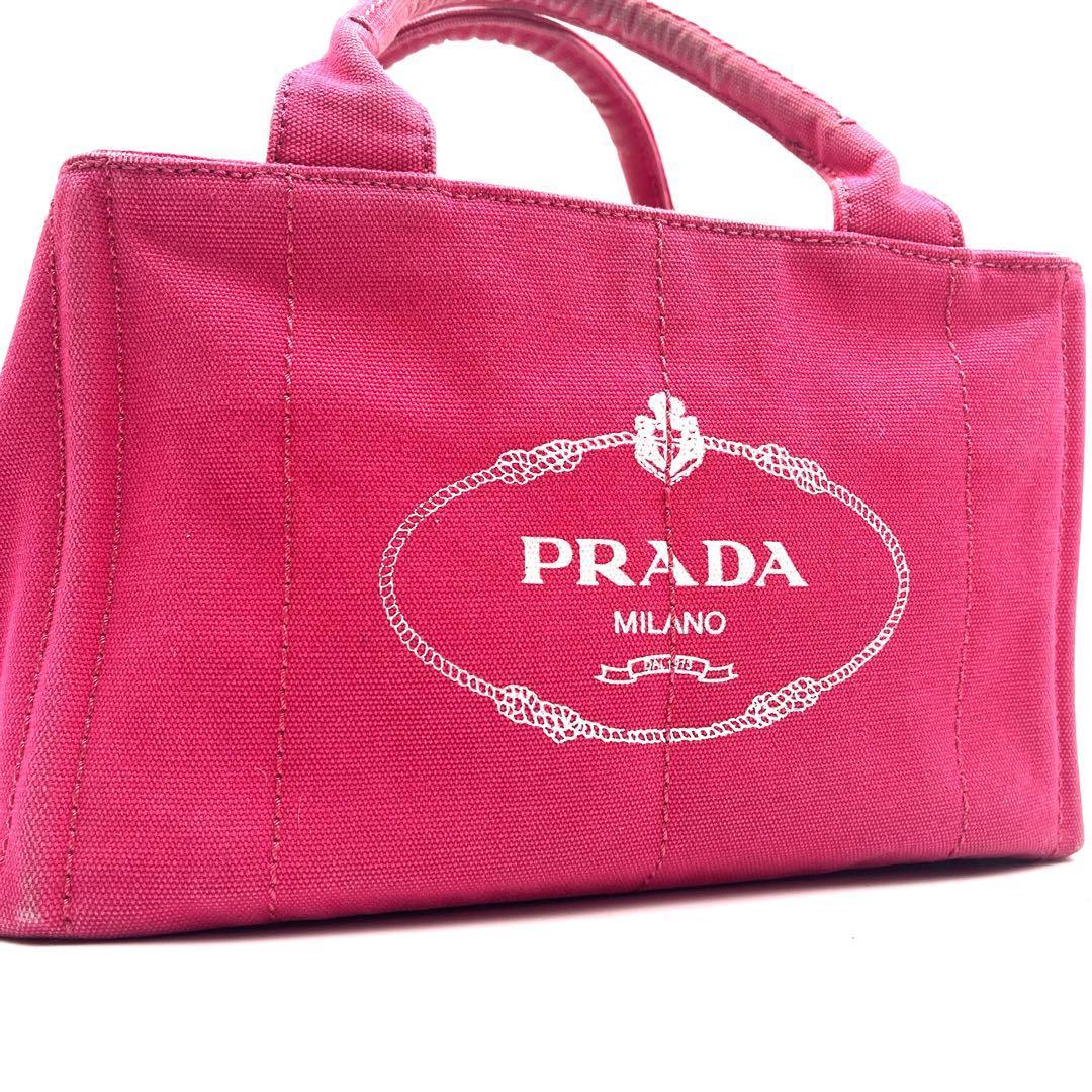 良品　PRADA プラダ　カナパ　ハンドバッグ　デニム　三角ロゴ　白タグ_画像1