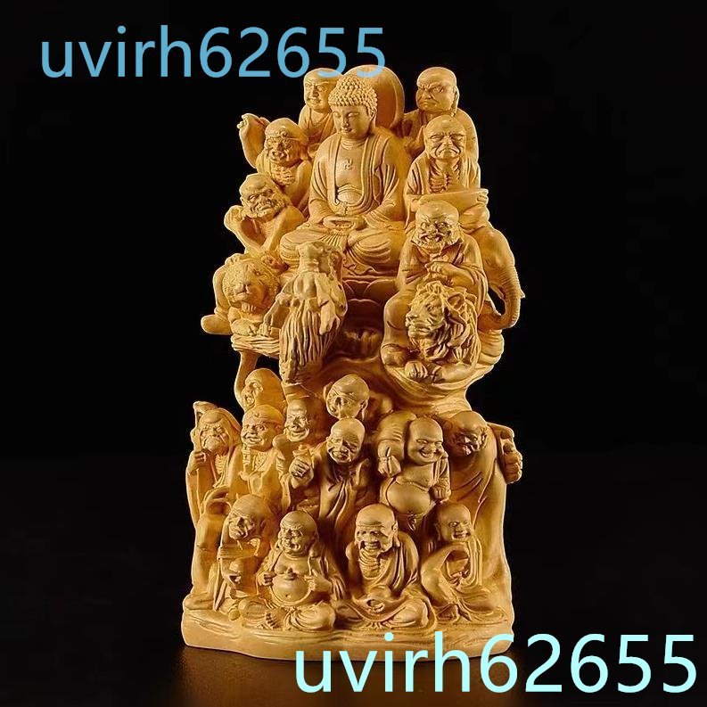 美品★極上の木彫 仏教美術 精密彫刻 仏像 手彫り 極上品 十八羅漢_画像2
