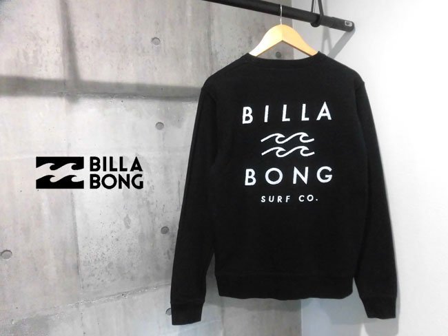 BILLABONG ビラボン ロゴ サガラワッペン クルーネック スウェット トレーナーM/黒 ブラック/メンズ/BA012-Z09/サーフ スノーボード_画像1