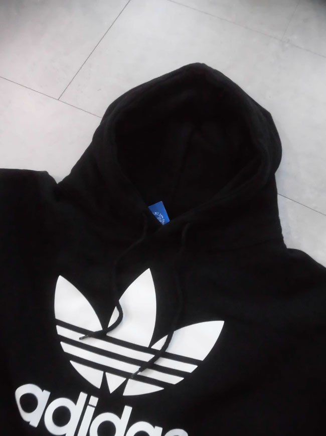 adidas originals アディダスオリジナルス Trefoil Hoody トレフォイルプリント スウェット パーカーO/プルオーバー フーディ/黒/メンズ_画像5