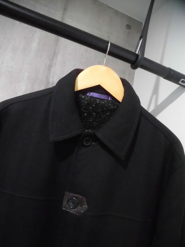 Paul Smith COLLECTION ポールスミス コレクション/裏ボア ウール ヘリンボーンジャケットXL/本革レザーパーツ コート/黒/メンズ/日本製_画像4