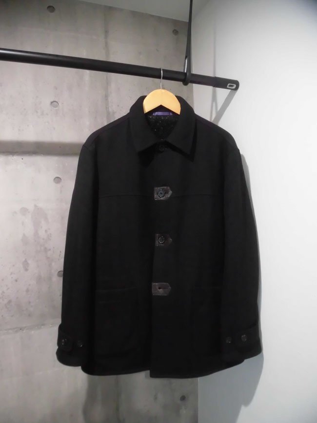 Paul Smith COLLECTION ポールスミス コレクション/裏ボア ウール ヘリンボーンジャケットXL/本革レザーパーツ コート/黒/メンズ/日本製_画像2