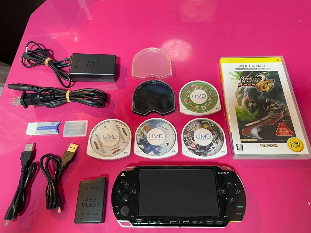 ☆中古美品☆PSP-1000ピアノブラック☆バッテリー良好/おまけ多数☆SONY☆ver.5.01☆メモリーカード 充電器/ソフト付き☆検索)3DS Switch☆_画像1