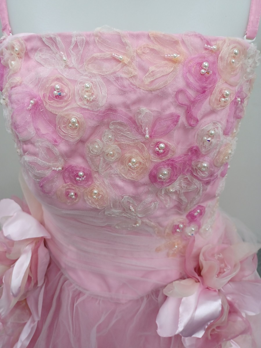 岩ド43【送料無料】ウェディングドレス カラードレス ピンク 19号 結婚式 衣装 撮影 記念写真 パーティー ドレス 花 231113_画像4