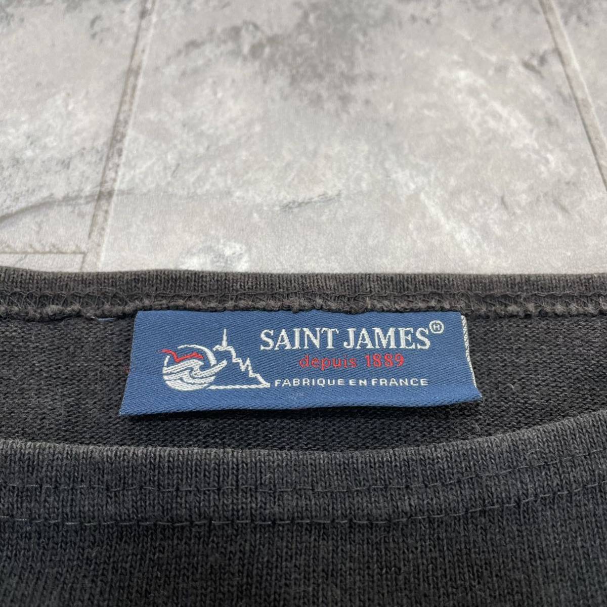 SAINT JAMES セントジュームス カットソー ロンT 長袖 フランス製 ブラック レディース サイズXXS 玉SS1240_画像2