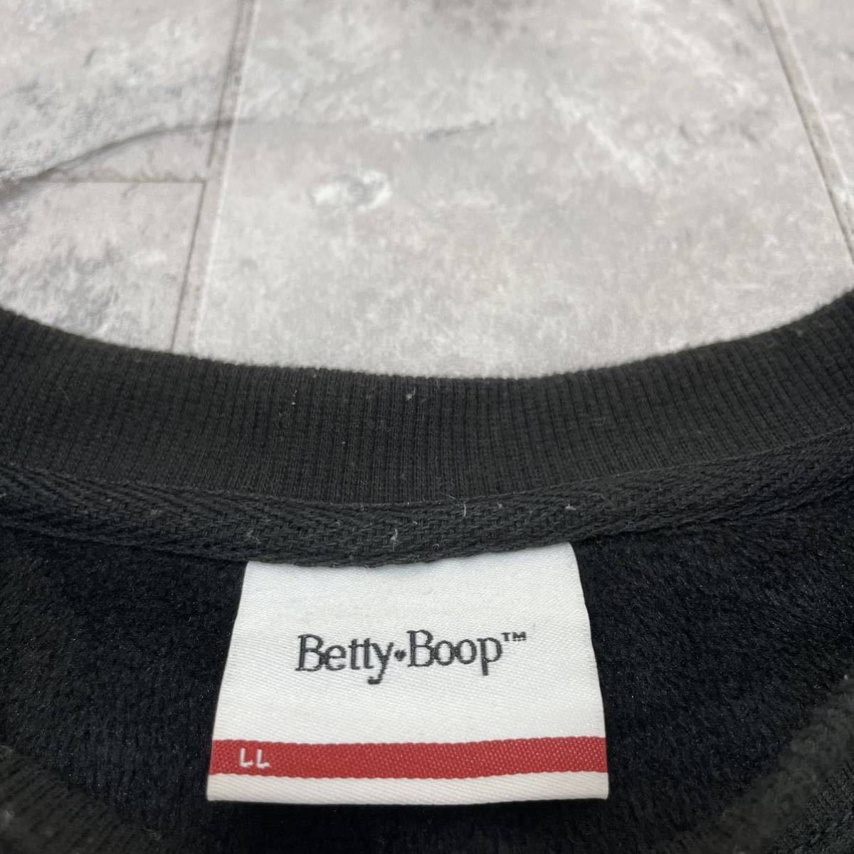 Betty Boop ベティーブープ ビッグプリントロゴ 裏起毛 ブラック サイズXL 玉SS1241_画像3