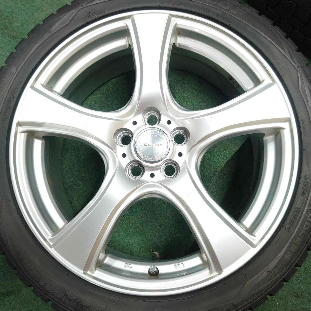 【S6】VIOLENTO　プリウス　カローラー　17X7J+48　100X5　ハブ径54　19年製造　溝あり　ダンロップ　215/45R17_③ホイール