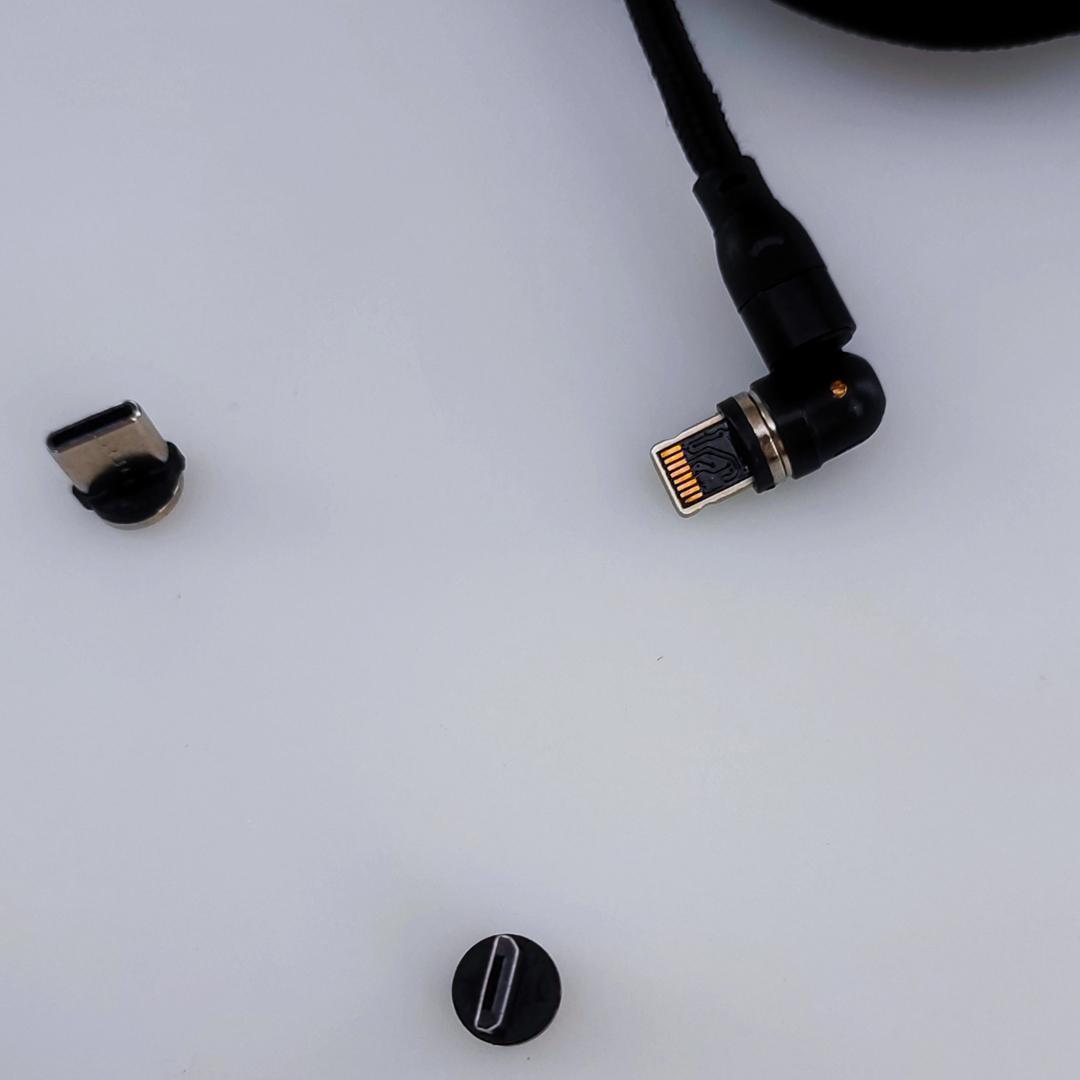 USB充電ケーブル 2m 540度マグネット脱着式 端子3種類 ブラック (3)_画像7