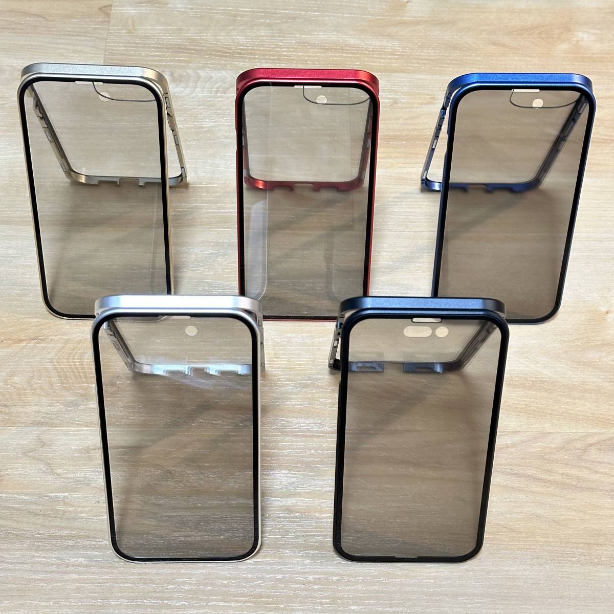 iPhone 15Pro レッド 覗き見防止 両面強化ガラス 全面保護 アルミ金属 磁気吸着 耐衝撃Phone 8 X R S 11 12 13 14 15 Pro max Plus ケース_画像10