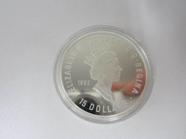 カナダ　バルセロナオリンピック　15ドル銀貨　約34ｇ　_画像1