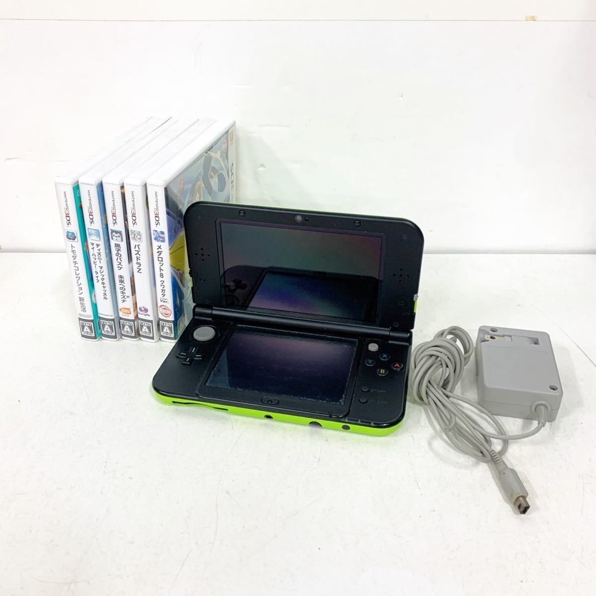 Nintendo 3DS LL RED-001 ライム ブラック 動作確認済 任天堂 ゲーム機 本体 ニンテンドー DS ソフト付【NK4383】