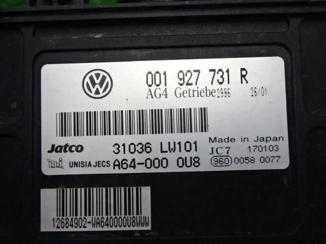 インボイス対応 フォルクスワーゲン VW ポロ・9NBBY 2003(Ｈ15)・ミッションコンピューター・001927731R_画像5