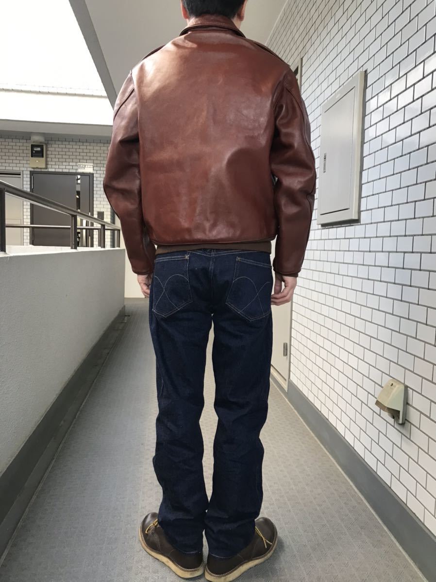 [ rare ] aero leather Aeroleather real name reissue A-2 flight jacket A2 size 38 / tea horse leather Horse Hyde 