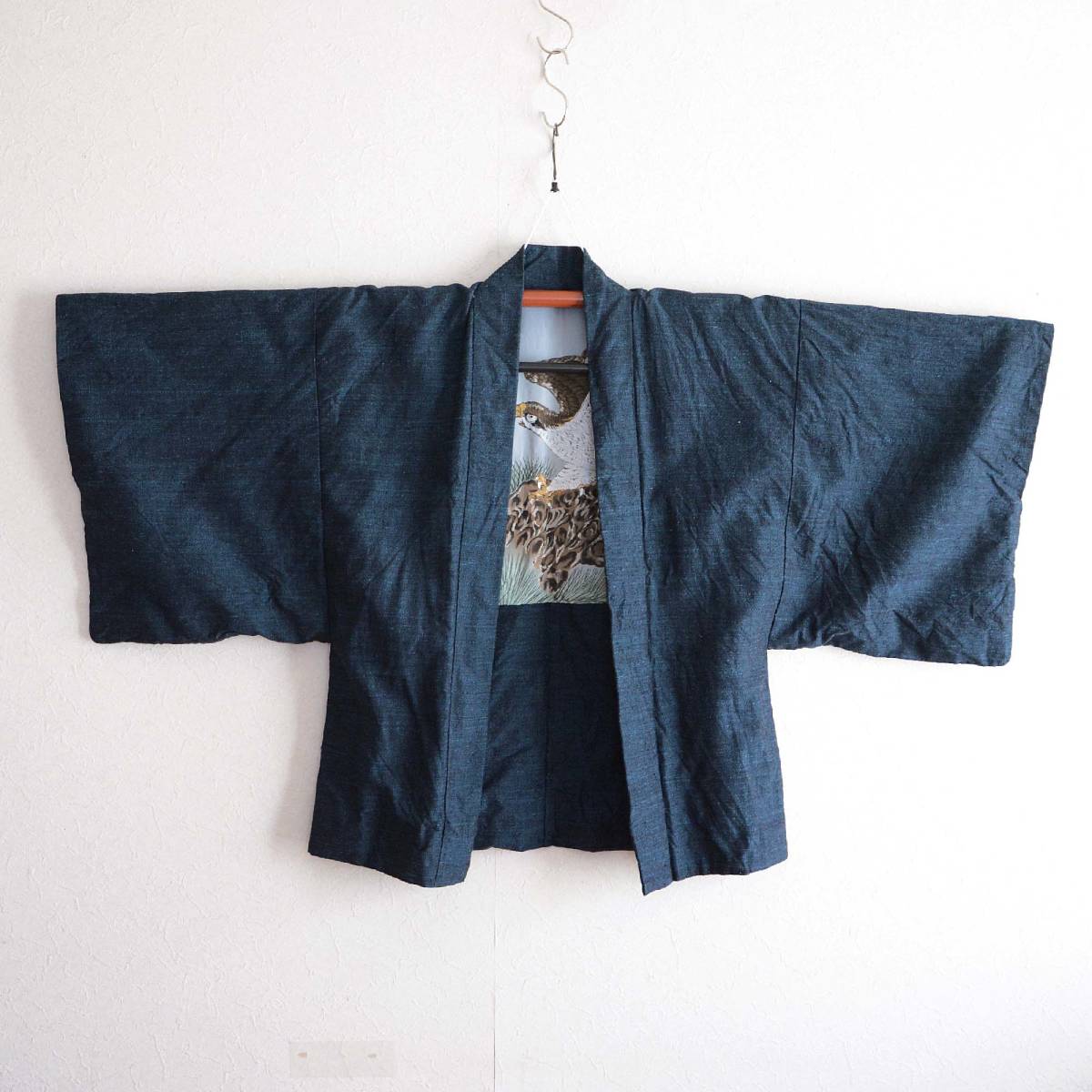 羽織メンズ裏勝り鷹アンティーク着物ジャパンヴィンテージ昭和 haori jacket men uramasari hawk nihonga kimono japan vintage