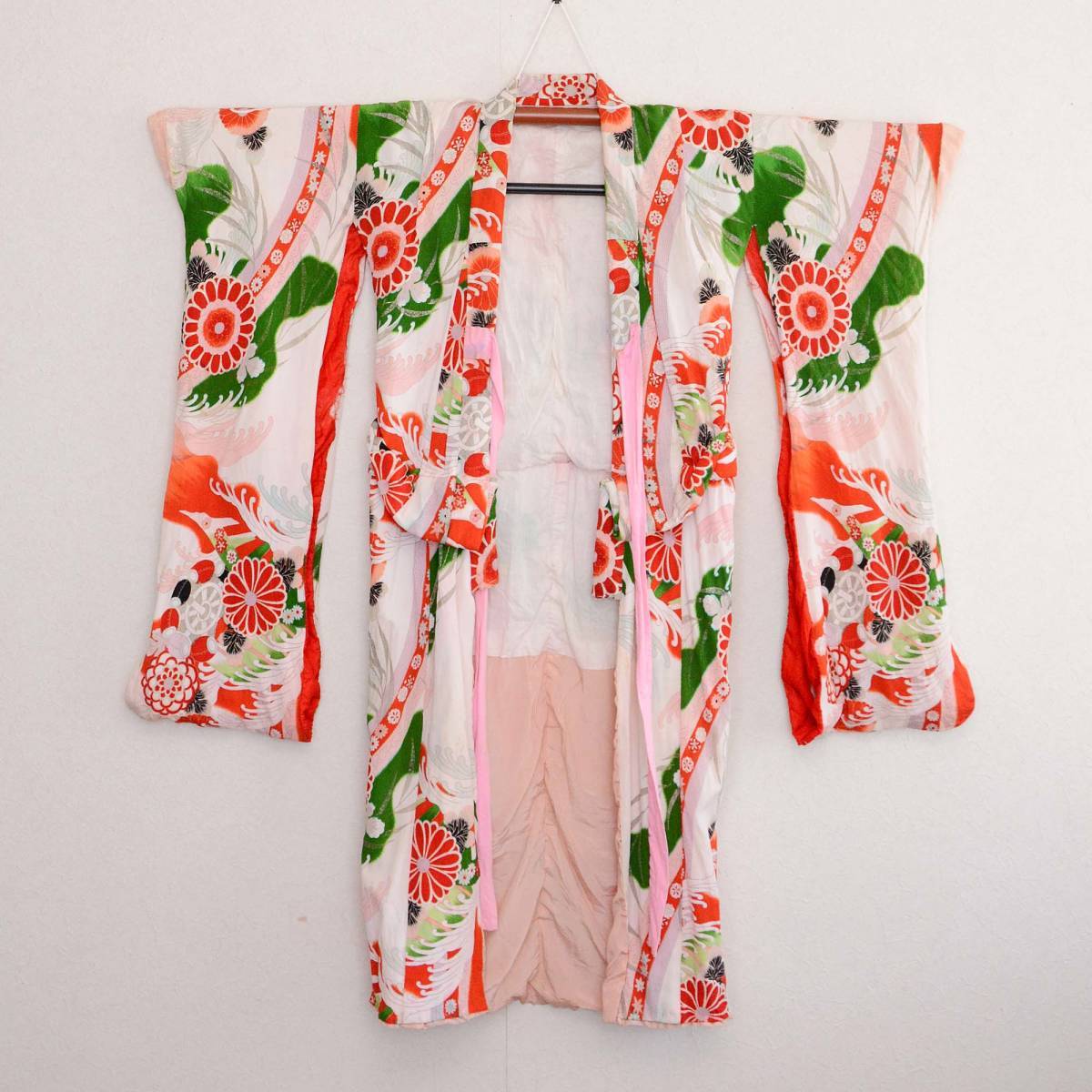 アンティーク着物 子供用 縮緬 リメイク素材 ジャパンヴィンテージ 昭和レトロ kimono children japanese fabric chirimen japan vintage_画像1