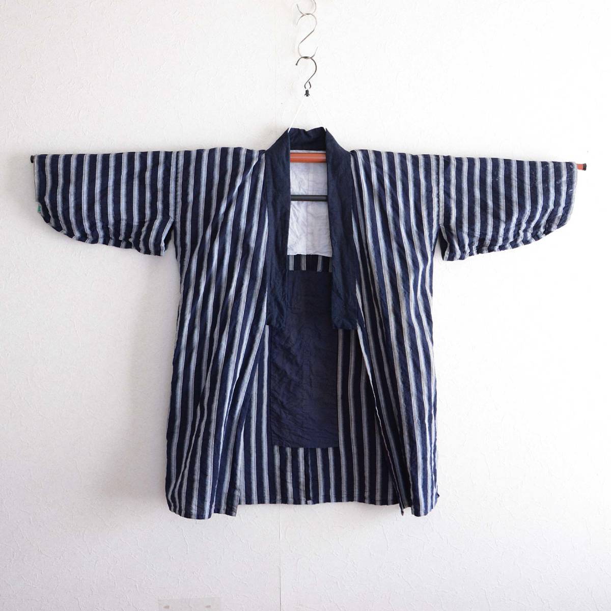 野良着古着着物木綿縞模様ジャパンヴィンテージリメイク素材昭和 noragi jacket kimono cotton stripe japan vintage_画像9