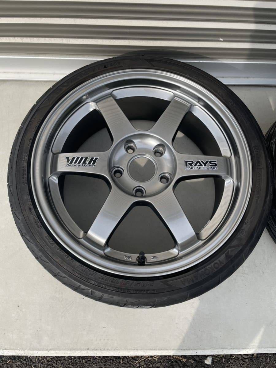 RAYS レイズ TE37 17インチ 7.5J +48? オフセット不明 4本 ヨコハマ Advan Fleva 205/40R17 当時物 美品 シビック インテグラ MR2_画像4