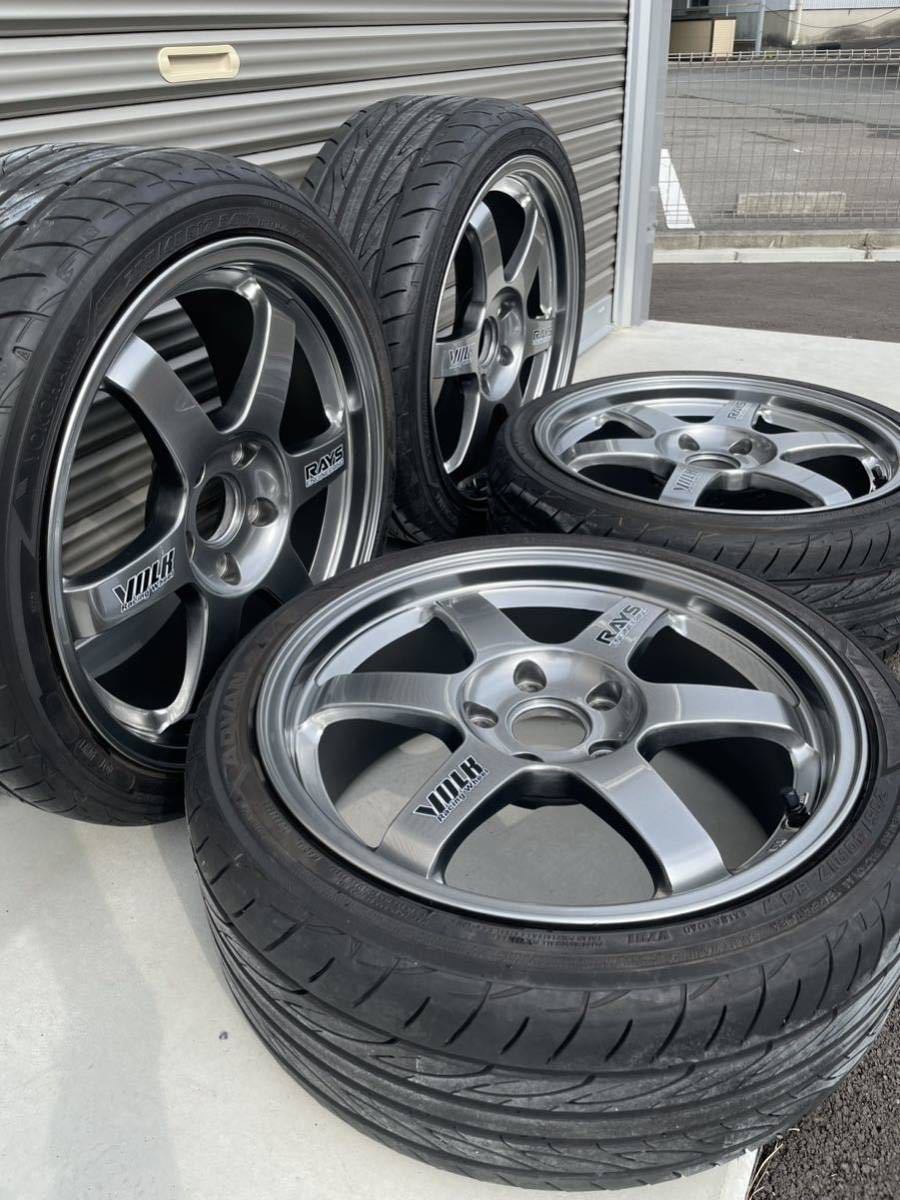 RAYS レイズ TE37 17インチ 7.5J +48? オフセット不明 4本 ヨコハマ Advan Fleva 205/40R17 当時物 美品 シビック インテグラ MR2_画像3