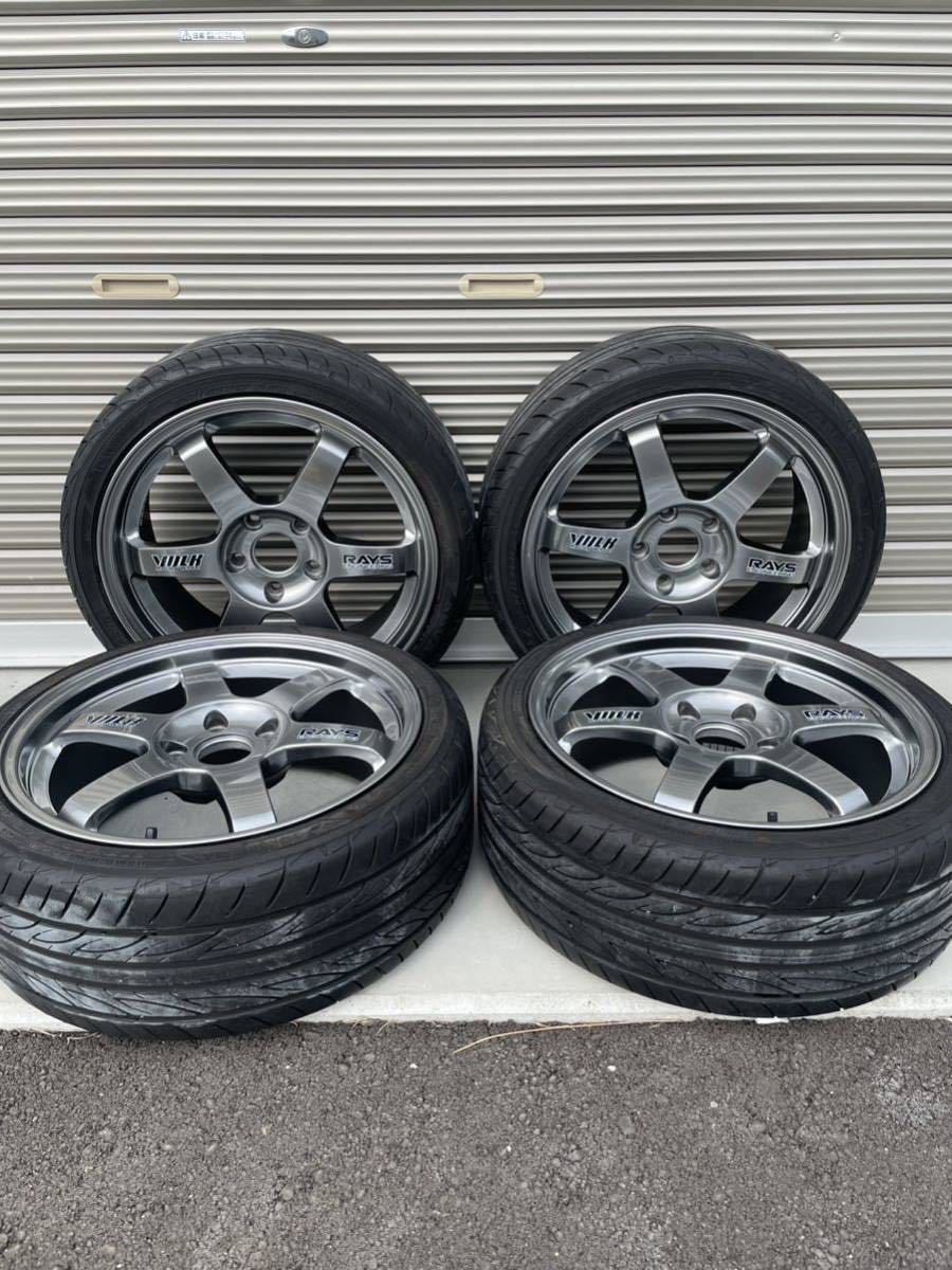 RAYS レイズ TE37 17インチ 7.5J +48? オフセット不明 4本 ヨコハマ Advan Fleva 205/40R17 当時物 美品 シビック インテグラ MR2_画像2