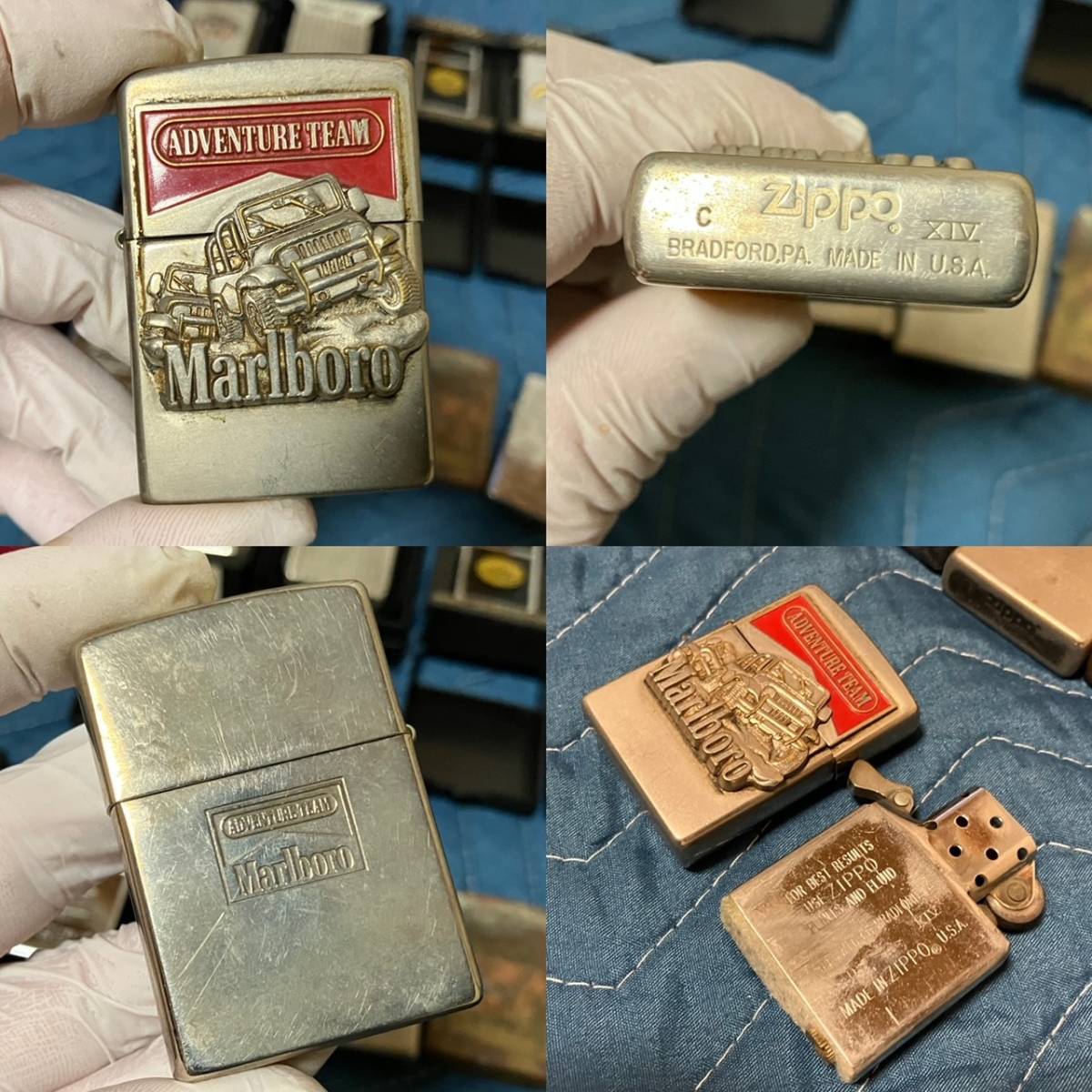 貴重 Zippo ジッポー Marlboro ADVENTURE TEAM 中古/未使用 混在 オイルライター 15個 まとめ売り ※商品詳細を確認下さい！ _画像3