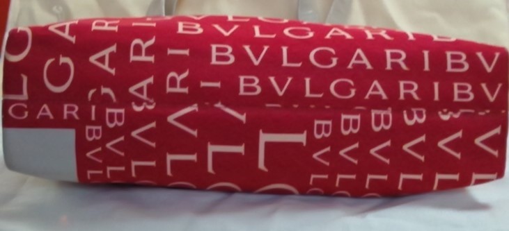 BVLGARI ブルガリ ロゴマニア ショルダーバッグ ハンドバッグ ナイロンレザー レッド（赤）×ベージュ_画像3