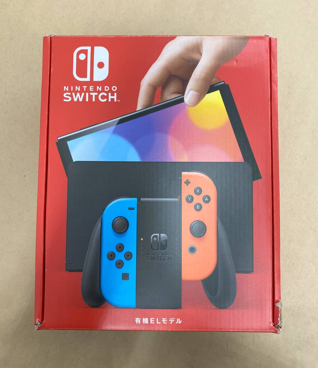 ★R508 / 中古品 即決無し『 ニンテンドースイッチ 有機ELモデル ネオンブルー ネオンレッド 』Switch ※箱傷みかなりあり、動作確認済_画像1