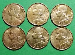 フランス 最小コイン単位5centimes 5サンチーム 6枚　ユーロ　ヨーロッパ_画像1