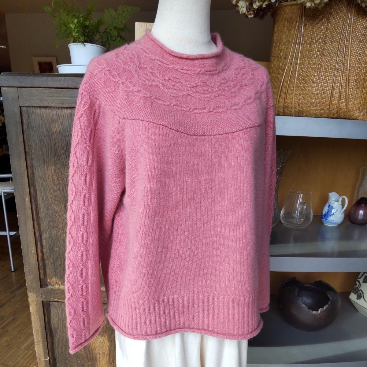 新品同様　レリアン　ピンク　セーター　カシミヤ　100% 　ニット　13号　大きいサイズ 　長袖_画像2