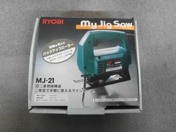 M231028-2-5 RYOBI リョウビ 電動ノコギリ マイジクソー 切断機 緑 電動工具 MJ-21 替え刃付き 外箱付き 使用感あり 動作確認済_画像1