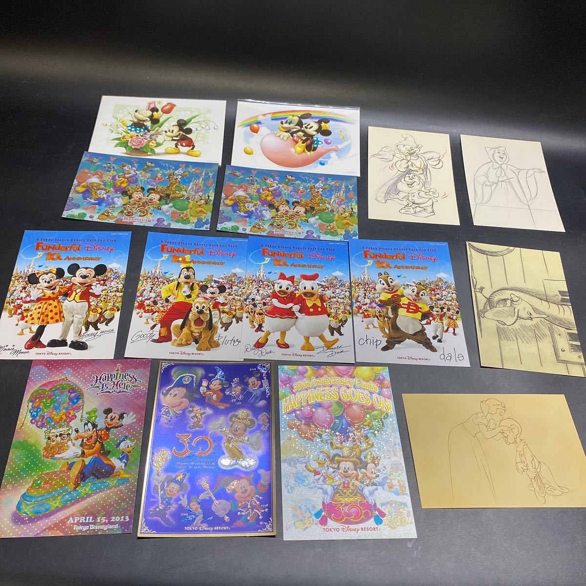  Disney TDL 10 anniversary 30 anniversary original picture hand-drawn illustrations 110th Anniversary other postcard 15 pieces set post card is pines year unused rare 