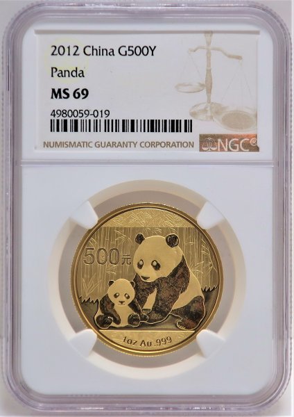 【0081】中国 2012年 パンダ500元1オンスプルーフ金貨 MS69（準最高鑑定）の画像3