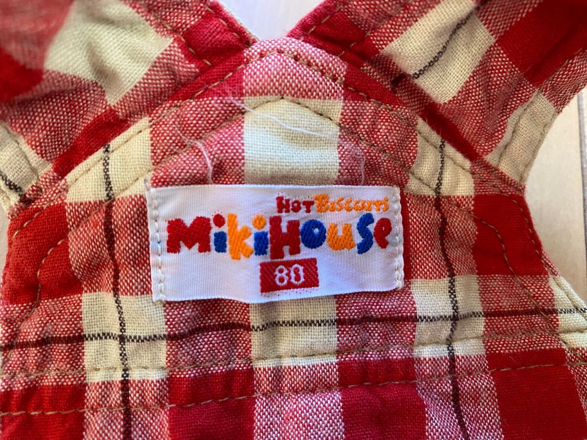 ★美品 送料無料★ おまけ付き ミキハウス ホットビスケッツ 80オーバーオール mikihouse ベビー服