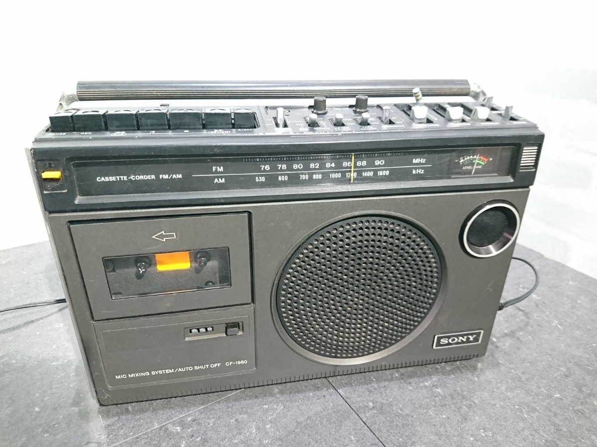 【ジャンク品】管1V40 SONY CASSETTE CORDER 2BANDS CF-1980 ラジカセ _画像1