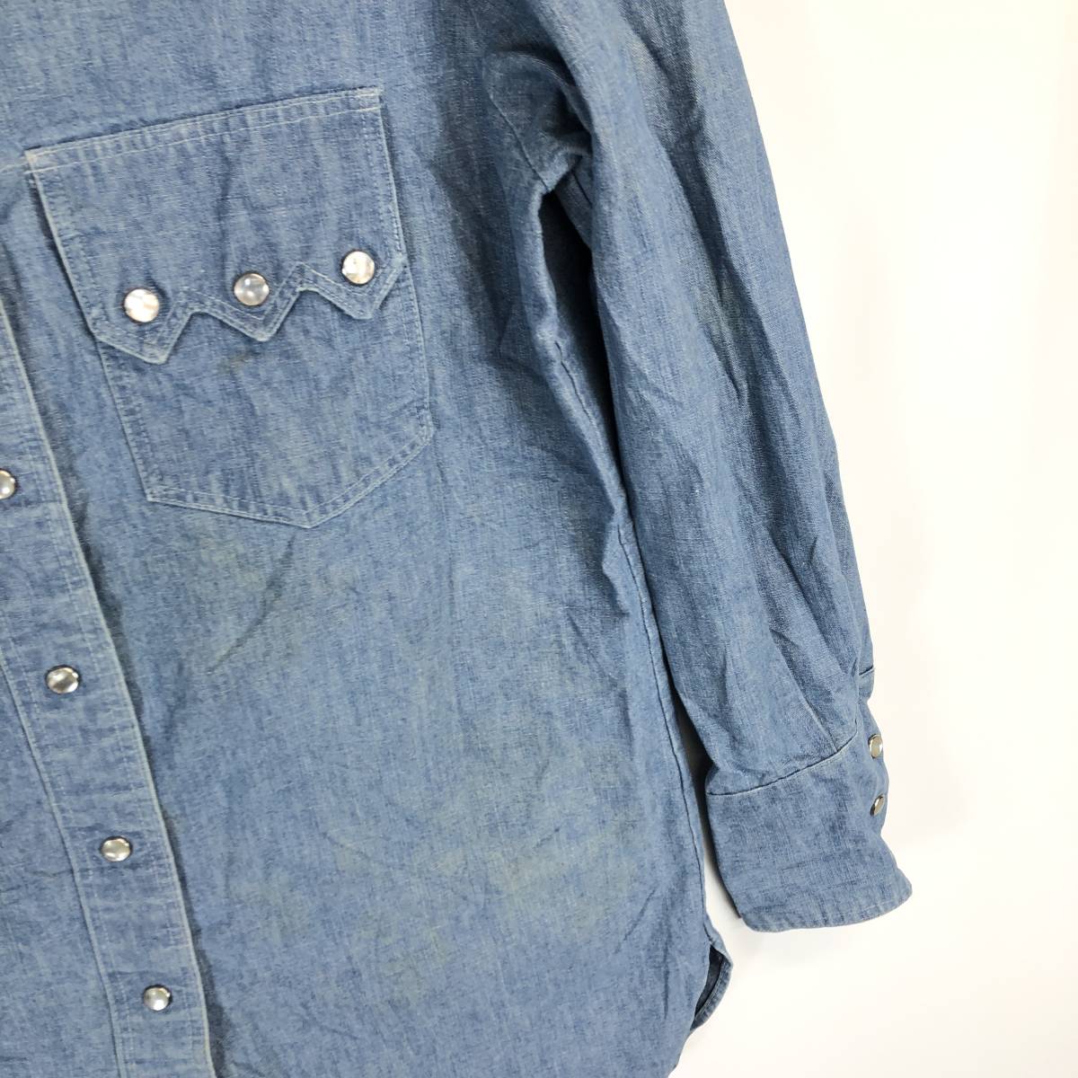 60s 70s USA製 ラングラー Wrangler デニムウエスタンシャツ 36 60s 70s USA製 ラングラー Wrangler デニムウエスタンシャツ 36