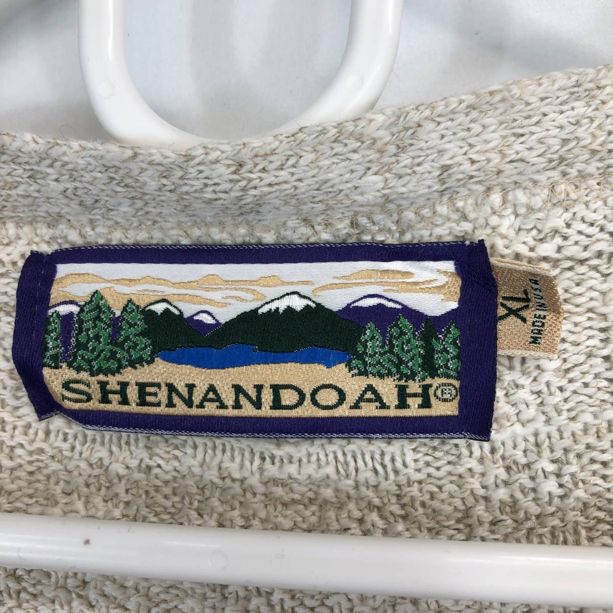 90s USA製 SHENANDOAH シェナンドー 編み込みカーディガン コットン＆レーヨン＆ポリ XLサイズ