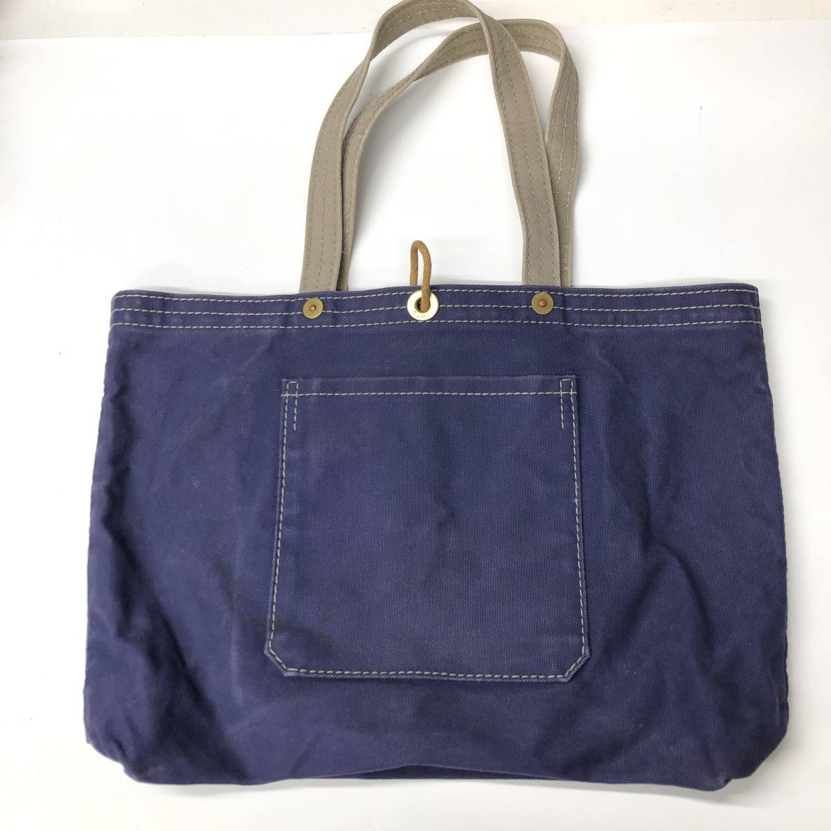  confidence Saburou canvas tote bag cord stop navy Sand two-tone 